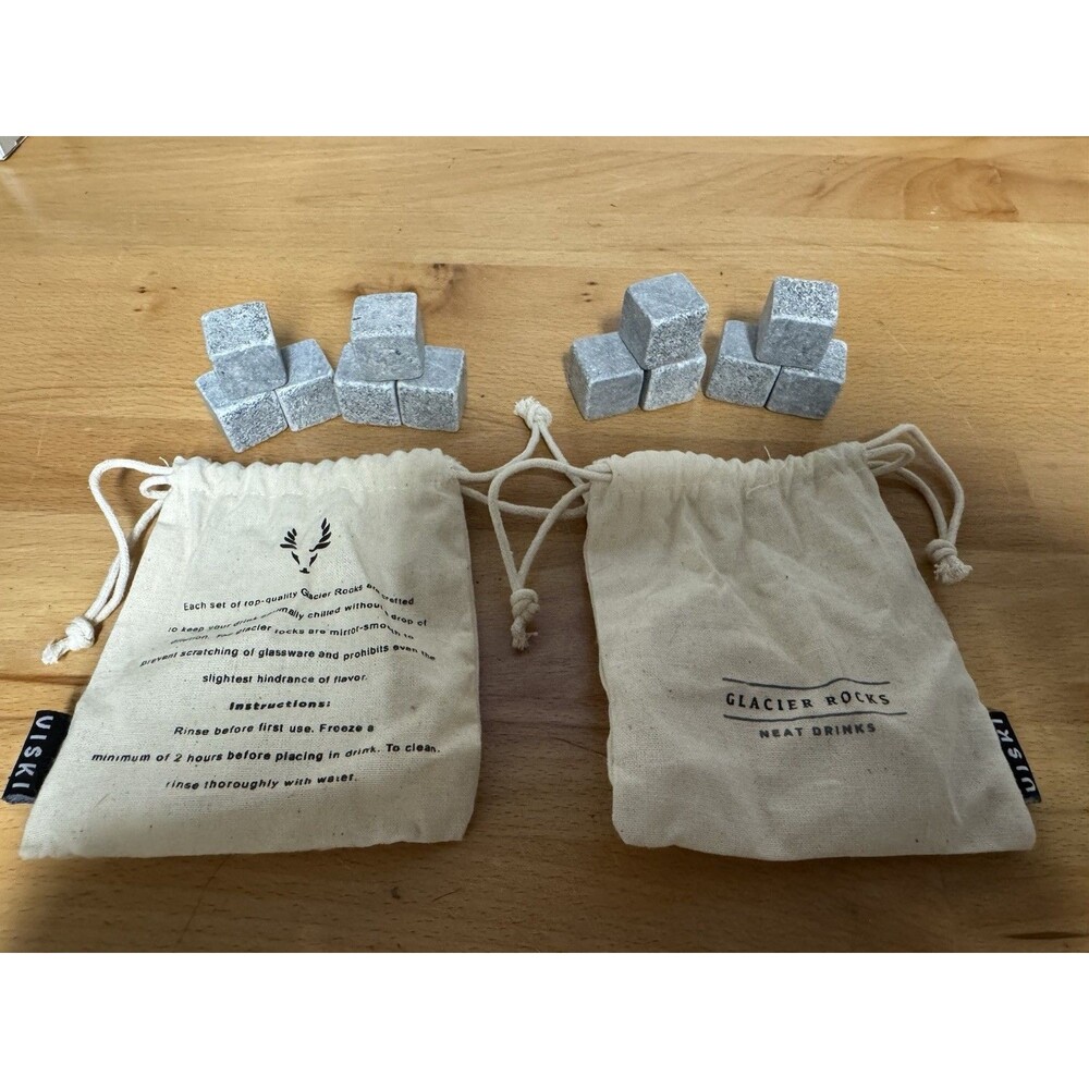 12 Cubes in Bags Viski Small Cubes Glacier Rocks (2 Sets of 6 each)
